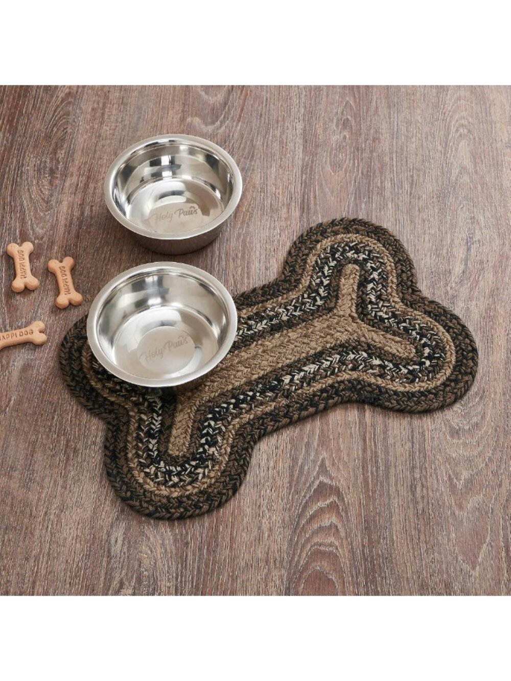 Espresso Indoor/Outdoor Pet Food Mat for Dogs & Cats - Small Bone Design
